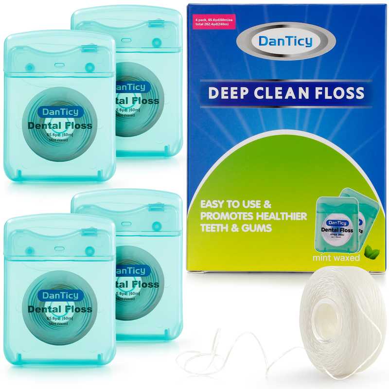 Dental Waxed Floss 66 Yards 4 Packs,Mint Flavor